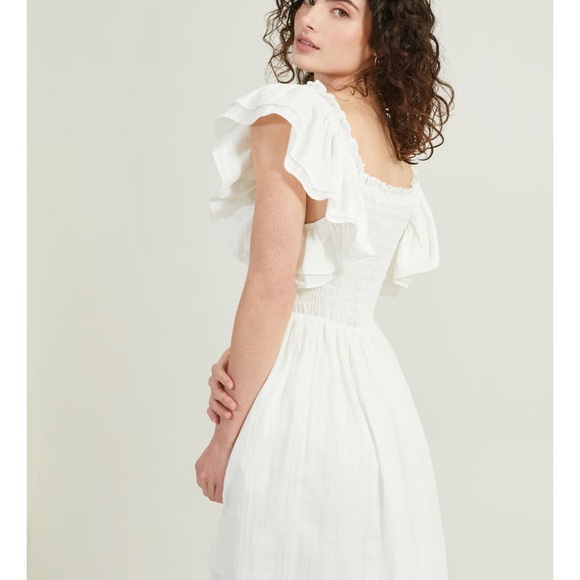 NWT Altar’d State Camilla Smocked White Mini Dress Sz Large - Picture 2 of 9